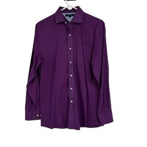 Tommy Hilfiger Size 15 32-33 Slim Rasperry/Blue Micro Plaid Cotton BF Shirt